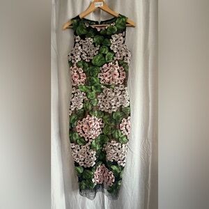 Xscape Floral Midi Dress - Pink and Green